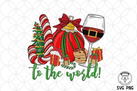 Joy to the World Ball and Wine SVG
