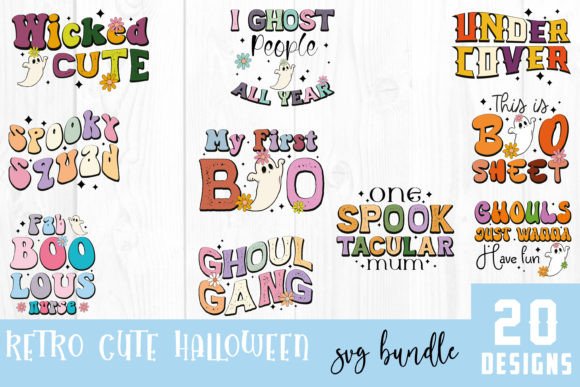 Retro Cute Halloween SVG Bundle Vol.7
